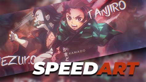Tanjiro And Nezuko Anime Headerbanner Speedart Youtube