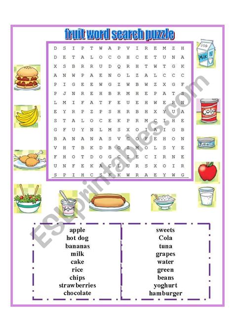 Word Search Puzzle Food Esl Worksheet By Milkotto
