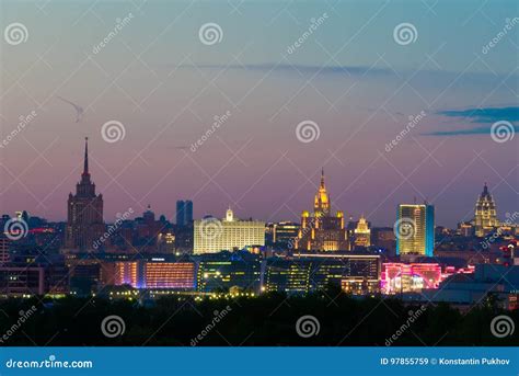 Evening View Of Downtown Moscow Editorial Stock Image Image Of