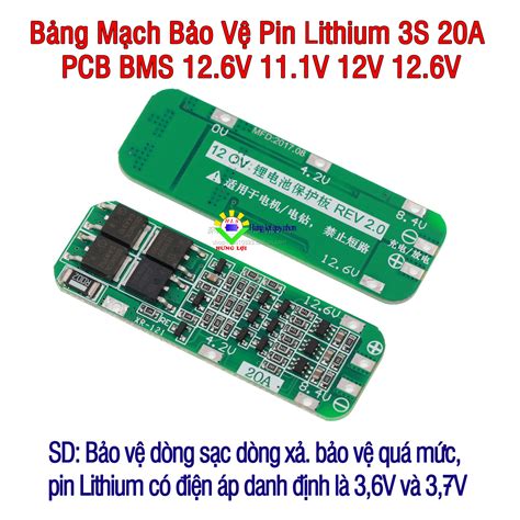 Bảng Mạch Bảo Vệ Pin Lithium 3s 20a Pcb Bms 126v 111v 12v 126v