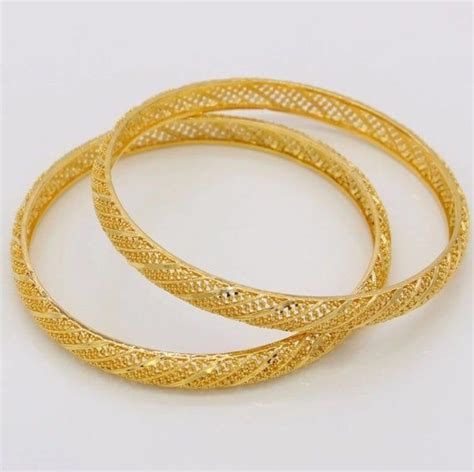 24k Gold Plated Dubai Bangle Jewelry Bracelet Bangle 2 Pcs Bangles Bangles Jewelry Jewelry
