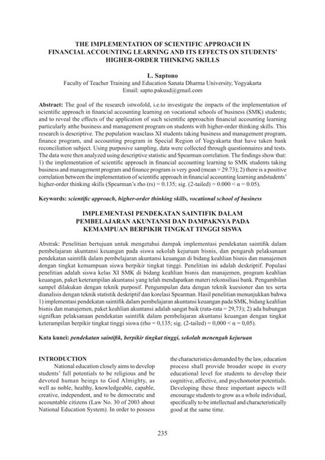 The emphasis of higher order thinking (hot) in the curriculum and the implementation in reality. (PDF) THE IMPLEMENTATION OF SCIENTIFIC APPROACH IN ...