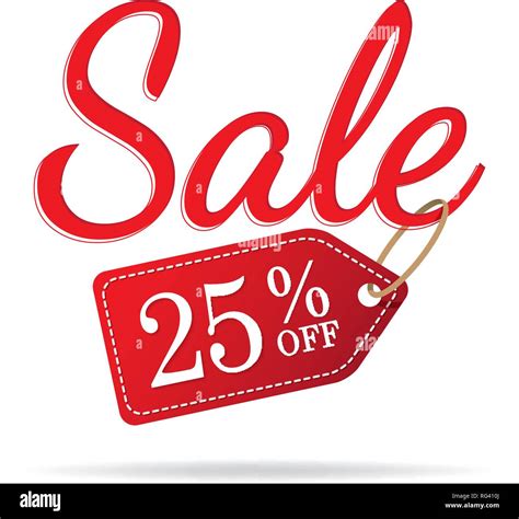 Vol3 Sale Sign Set Red On White Background 25 Percent Off Heading