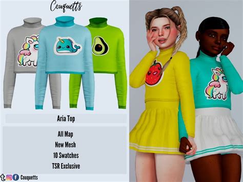 Couquetts Aria Top Sims 4 Cc Kids Clothing Sims 4 Children Sims 4 Teen