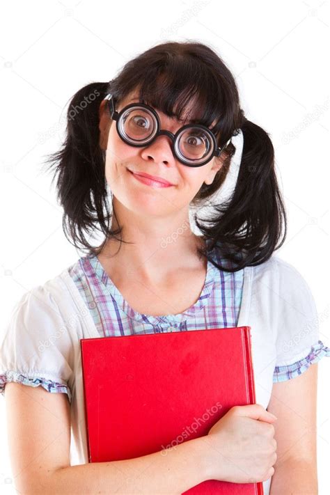 Nerd Student Girl With Textbooks — Stock Photo © Cookelma 6397389