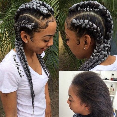 Chic and edgy, grey highlights give the instant impression of high fashion, while brightening your profile and adding life to your hair. 13 Drool-Worthy Gray Braids Inspiration Styles - JJBraids