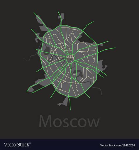 Flat color map of moscow all objects are located Vector Image