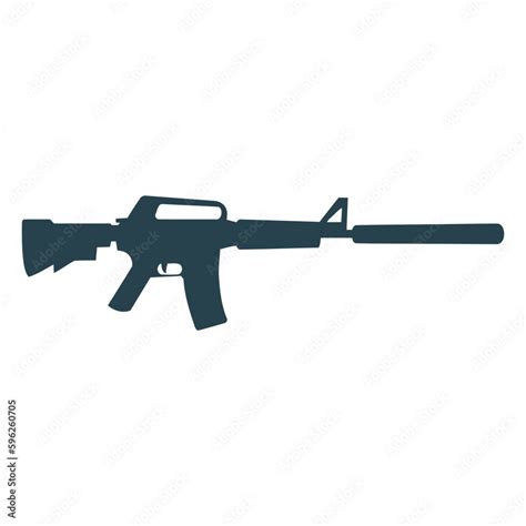 Submachine Gun Charger Butt Weapon Barrel Suppressor Silhouette Gun