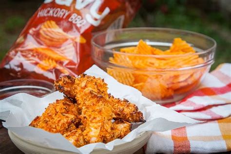 Using a food processor or your hands, crush the potato chips and add to a medium bowl. Potato Chip Chicken Tenders | Eat the Love