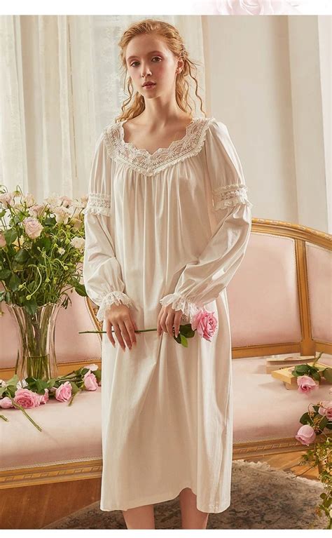 Womens Long Vintage Victorian Cotton Nightgown Chemise Etsy In 2021