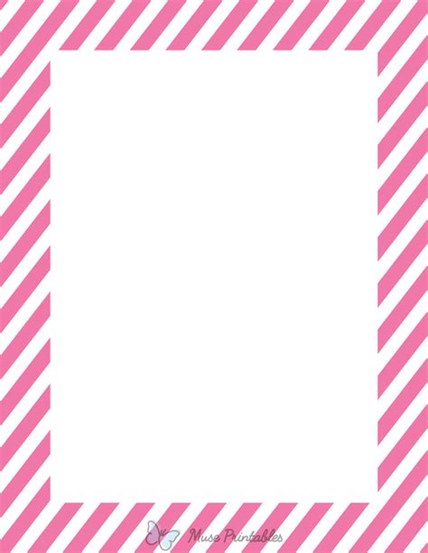 Printable Pink And White Diagonal Striped Page Border