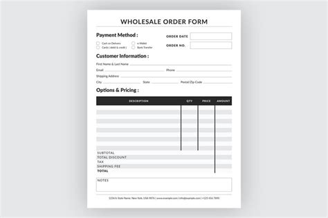 Editable Pdf Wholesale Order Form Template Product Order Form Etsy