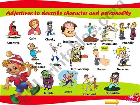 Esl English Powerpoints 41 Adjectives To Describe Character And