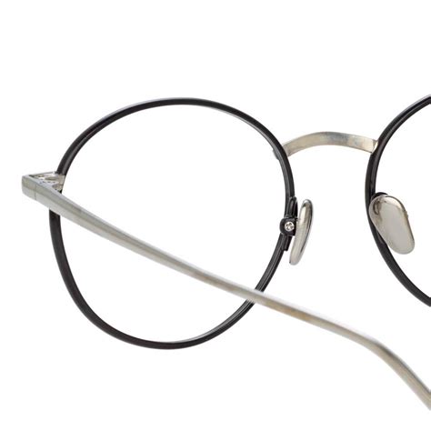 Hoffman Oval Glasses In Black And White Gold Frame By Linda Farrow