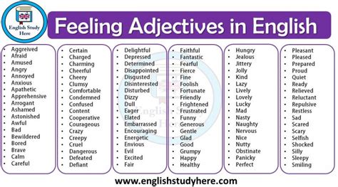 Feeling Vocabulary Archives English Study Here