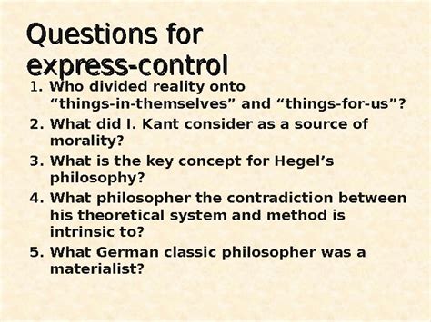 Classical German Philosophy Plan 1 German Classical