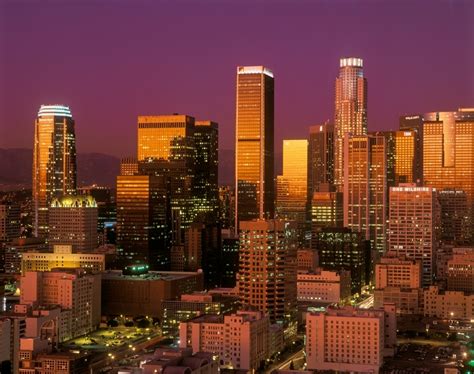 Downtown Los Angeles California At Sunset Poster Print By Panoramic