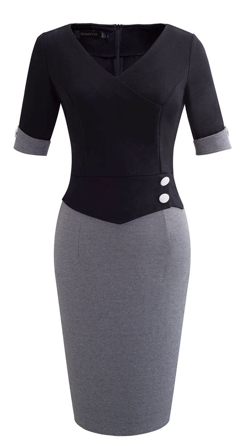 Homeyee Womens Official Wear To Work Half Sleeve V Neck Pencil Bodycon