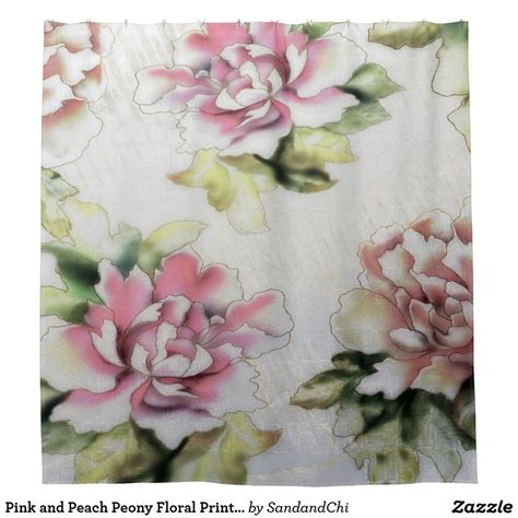 Pink And Peach Peony Floral Print Shower Curtain Floral