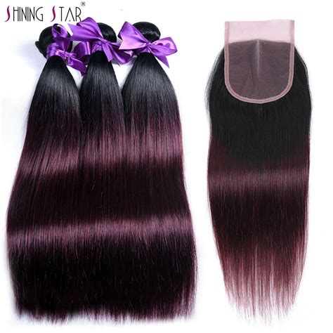Aliexpress Com Buy Ombre Peruvian Hair Bundles With Closure B Red