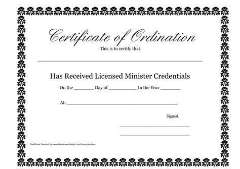 Printable Ordination Certificate