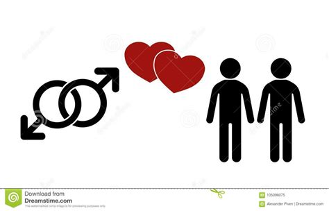 Same Sex Couple Flat Icon Sex Icon Gender Signs Male Symbols Stock