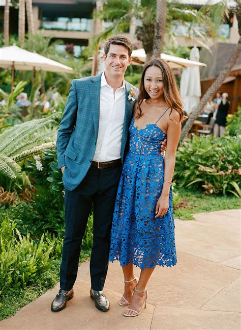 For our daughter's beach wedding in ca i wore a knee length silk dress with nice shrug lightweight sweater and low wedge open toe patent leather shoes. A Comprehensive Guide to Wedding Guest Attire | Martha ...