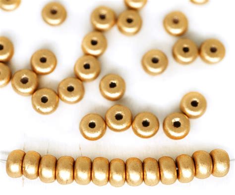 100pcs Matte Bronze Pale Gold Metallic Faceted Rondelle Beads Fire