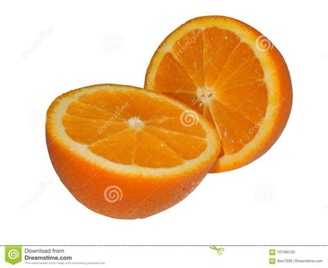 2 Halves Of Orange On An Isolated White Background Stock Photo Image