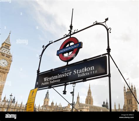Westminster Station Underground Sign London Great Britain Europe