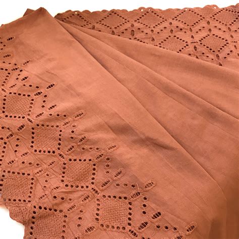 Special Price - Rust color 100% Cotton Eyelet Lace Fabric