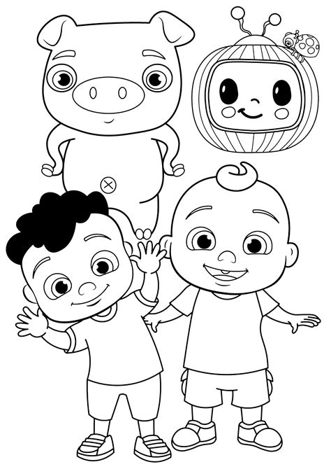 Jj With Cody And Other Cocomelon Characters Cocomelon Kids Coloring Pages