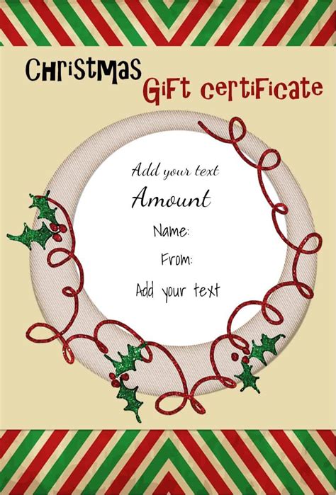 Free Printable Holiday T Certificate Template Printable Templates