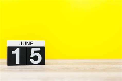 June 15th Day 15 Of Month Calendar On Yellow Background Summer Day