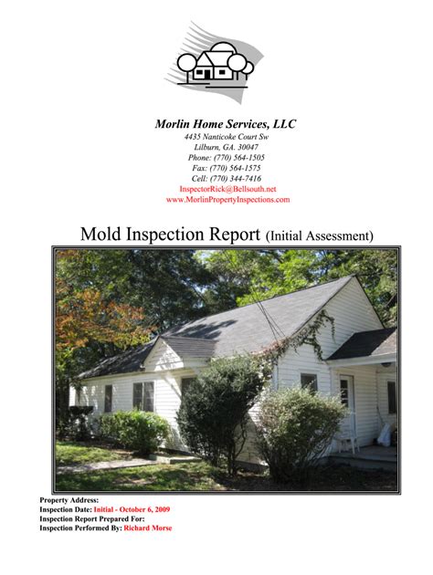 After such assessment template, the results will be given which will be the foundation of the report itself. Mold Inspection Report Template - Fill Online, Printable ...