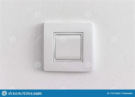 Single White Light Electric Switch On A Wall Stock Image Image Of