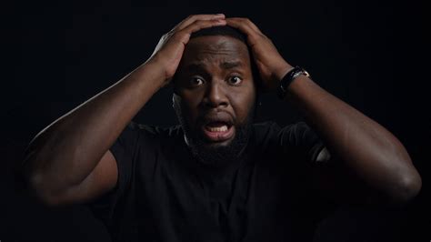 Closeup Stressed Afro Guy Posing On Black Stock Footage Sbv Storyblocks