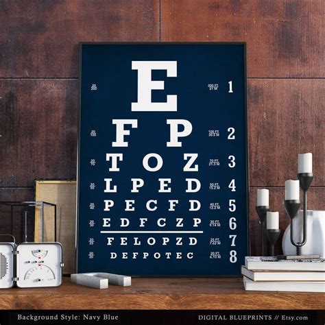 Eye Chart Poster Printable 5 Colors Optometrist Optician Etsy