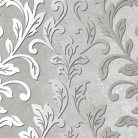 Norwall Wallcoverings Tx34843 Texture Style 2 Silver Leaf Damask