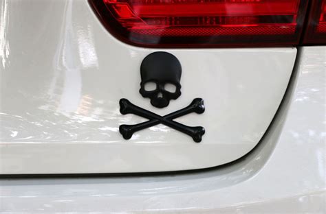 Skull Crossbones 3d Emblem Badge Adhesive 3m Car Bike Black Matt