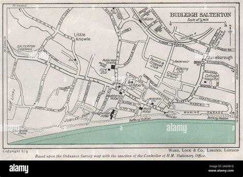Budleigh Salterton Vintage Towncity Plan Devon Ward Lock 1948 Old
