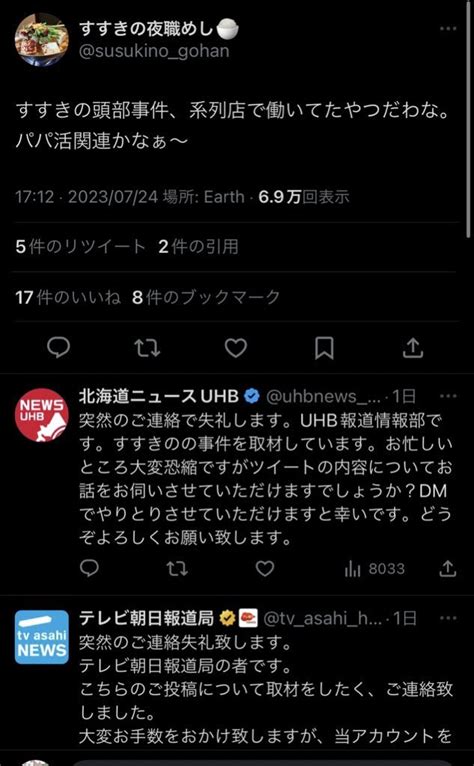 すすきの頭部切断事件 容疑者の女性が風俗店勤務だという情報 Twitterの嘘松である可能性が浮上マスゴミが裏取りなしで報道して釣られまくるハムスター速報