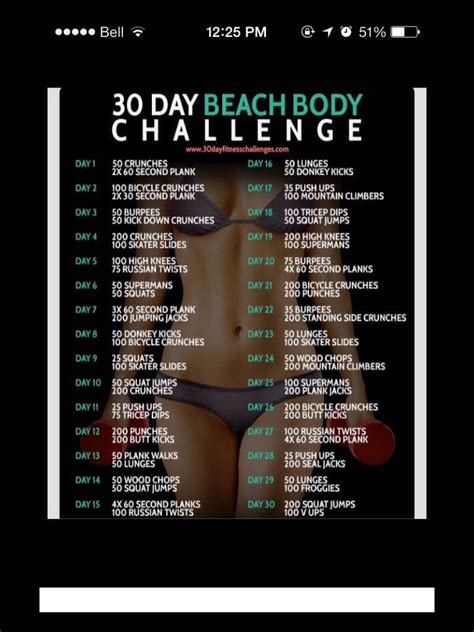 30 Day Beach Body Challenge Musely