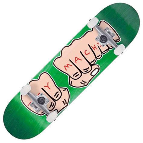 Toy Machine Skateboards Fists Woodgrain Green Complete Skateboard 7