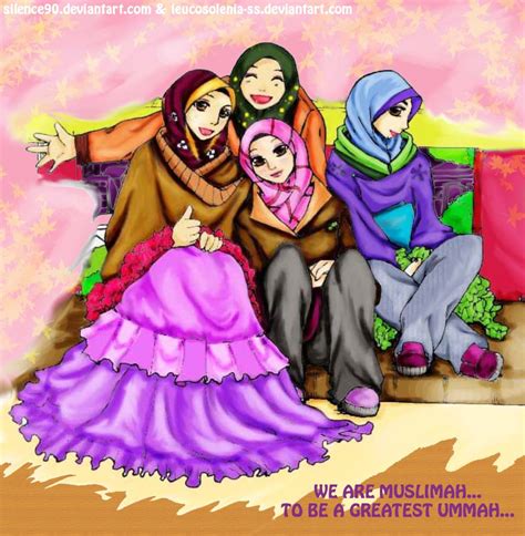 Bff Bercadar Gambar Kartun Muslimah 4 Sahabat Cantik Wallpaper Hp