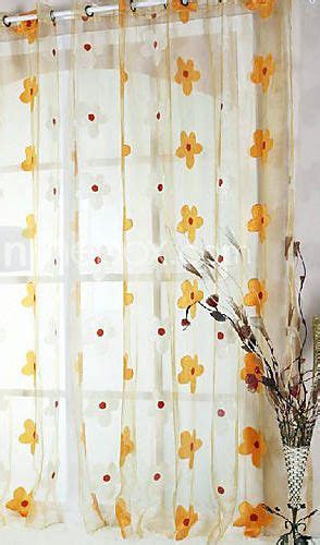 This curtain will dress up your room with its lush vibrant colors of weeping this flower curtain is colorful with the colors turquoise, tangerine, and yellow with green. (One Panel) Yellow Flower Sheer Curtain | Sheer curtains ...
