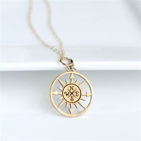 College Graduation Gift For Her Gold Compass Necklace Travel Gift Idea
