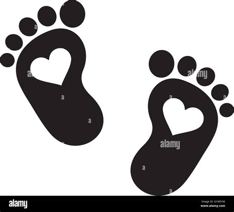 Baby Footprint Icon With Hearts Stock Vector Image And Art Alamy