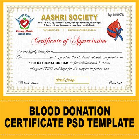 Blood Donation Certificate Psd Template Sales Online Naveengfx With