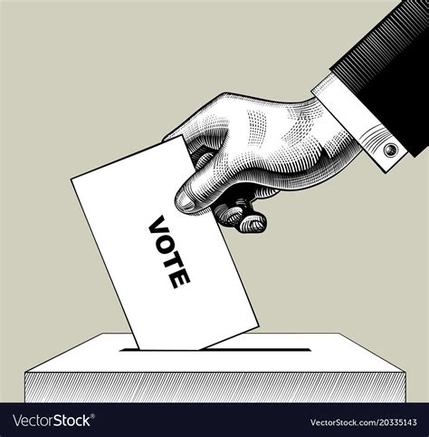 Hand Putting Voting Paper In Ballot Box Royalty Free Vector